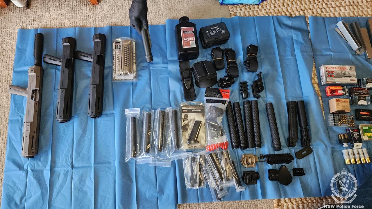 Firearm parts and ammunition allegedly found by police