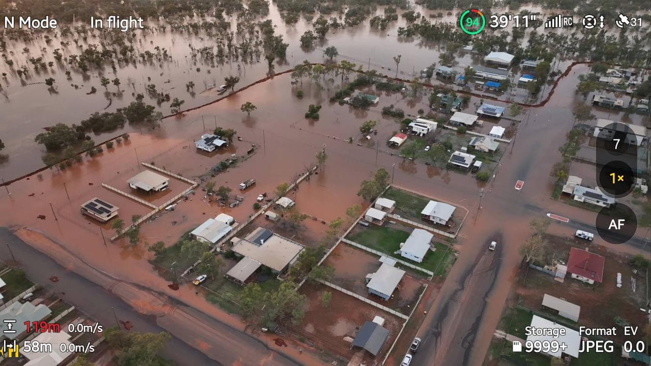 Flooding seen in the township Thargomindah, Queensland