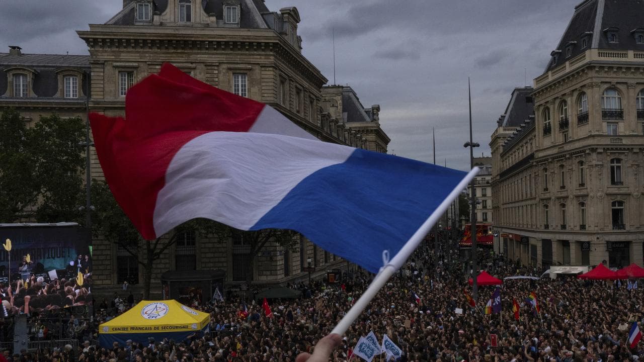 People at Republique plaza in Paris to protest against the far right