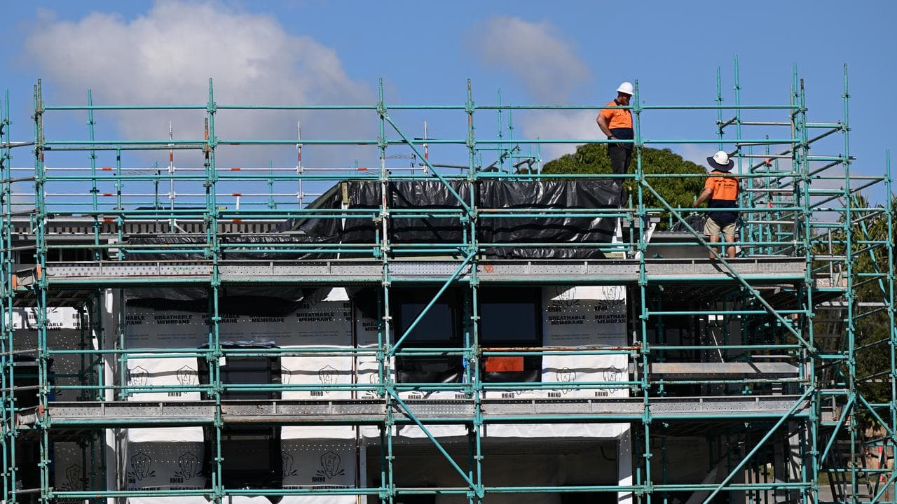 Construction workers at a new housing development