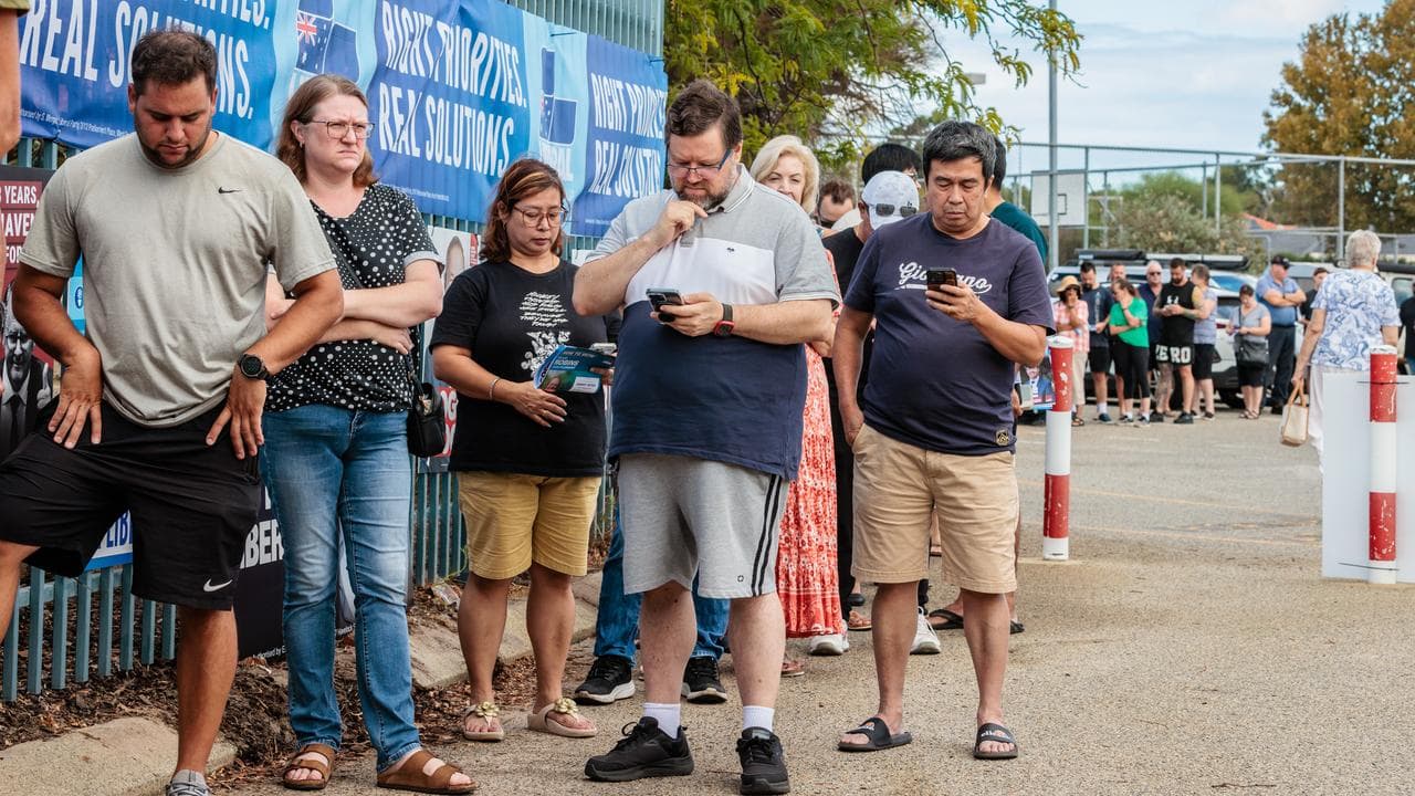 A long line of voters in the WA election