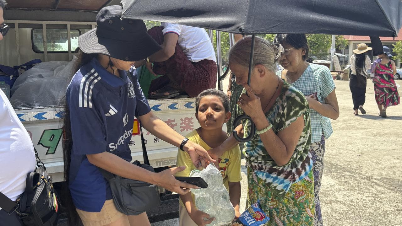 Volunteers donate food in Naypyitaw, Myanmar