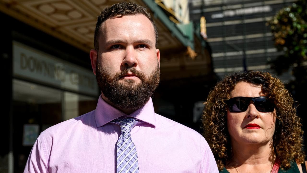 Taylor Johnson and mother outside court