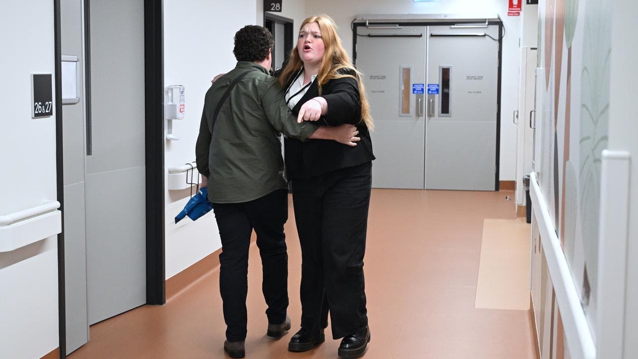A protester at Maitland Hospital