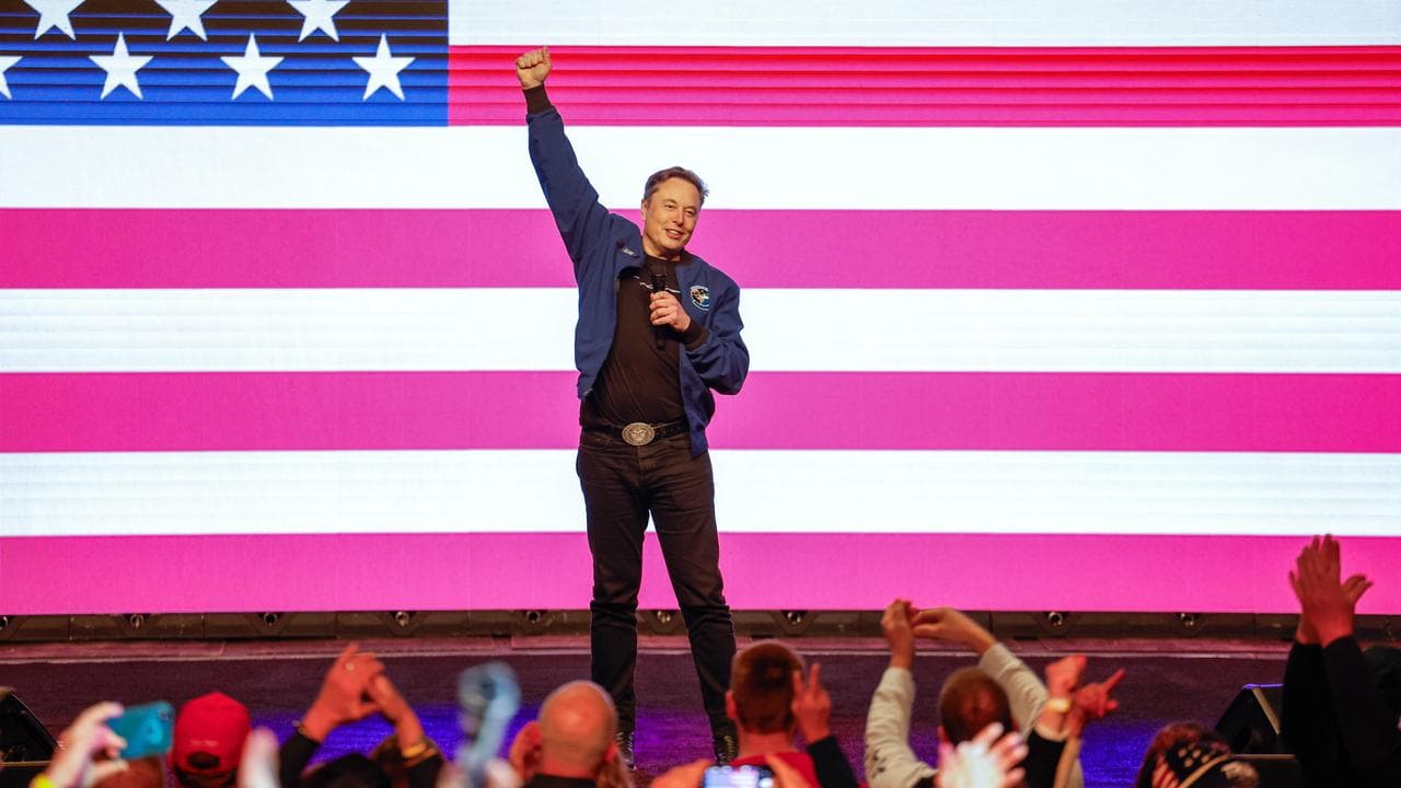 Elon Musk speaks at a town hall