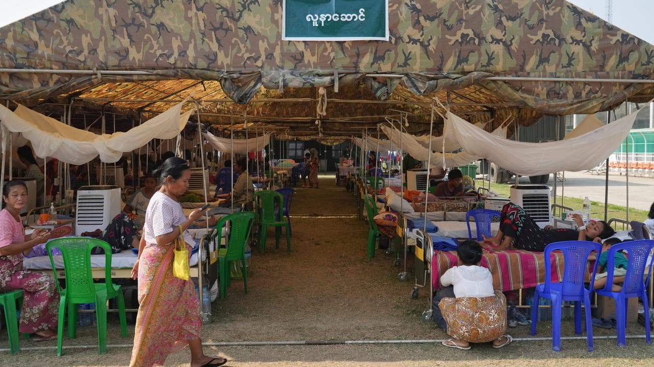 Patients are seen at a makeshift tent in Naypyitaw, Myanmar