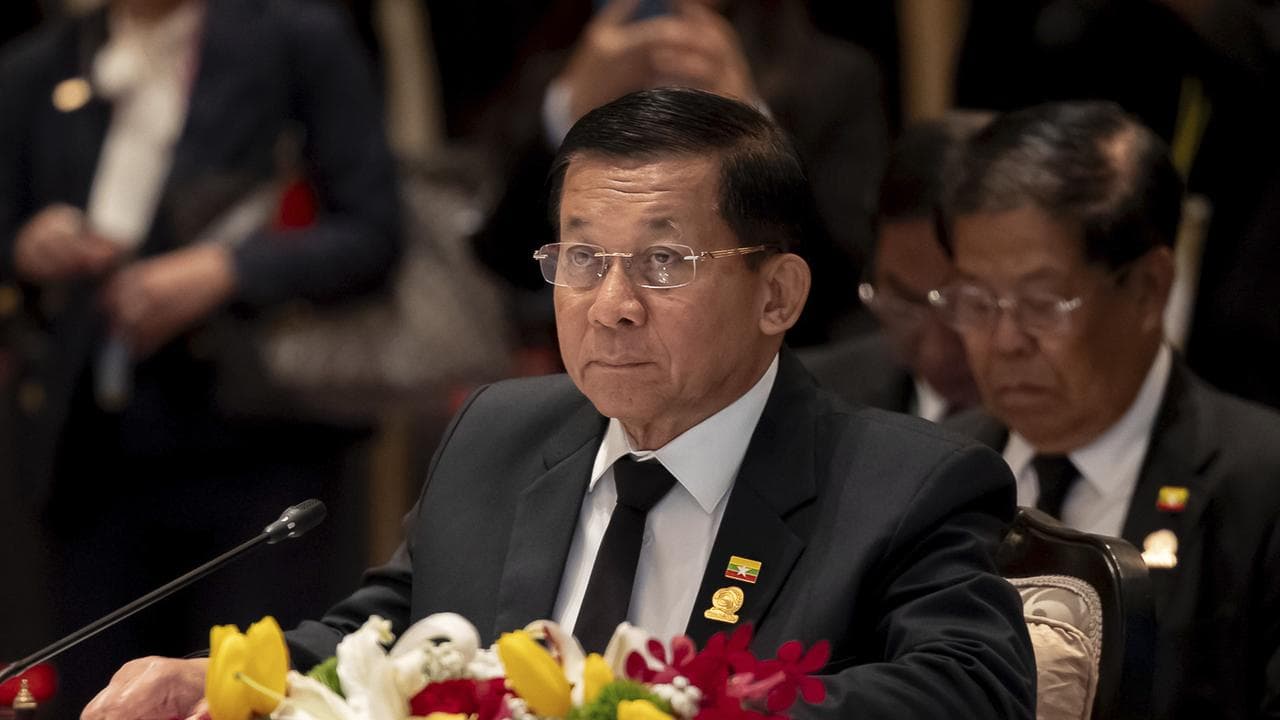 Military leader Min Aung Hlaing at a summit in Bangkok, Thailand