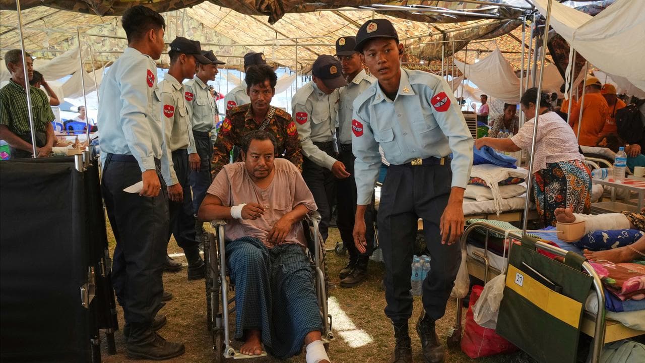 Patients at a make-shift tent in Myanmar