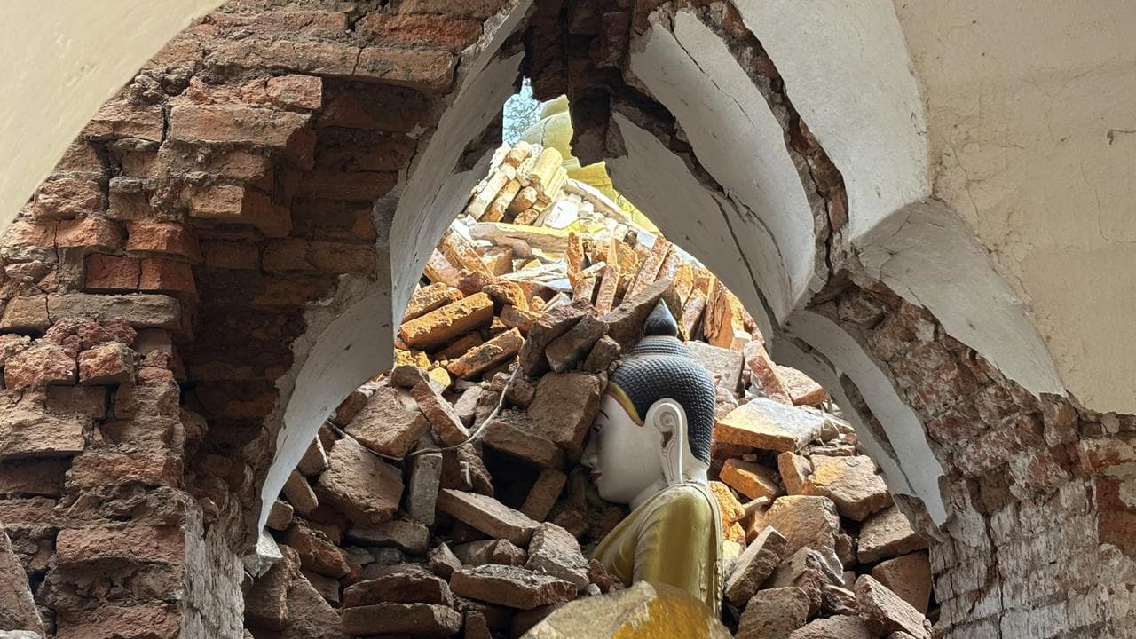 A damaged pagoda in Amarapura