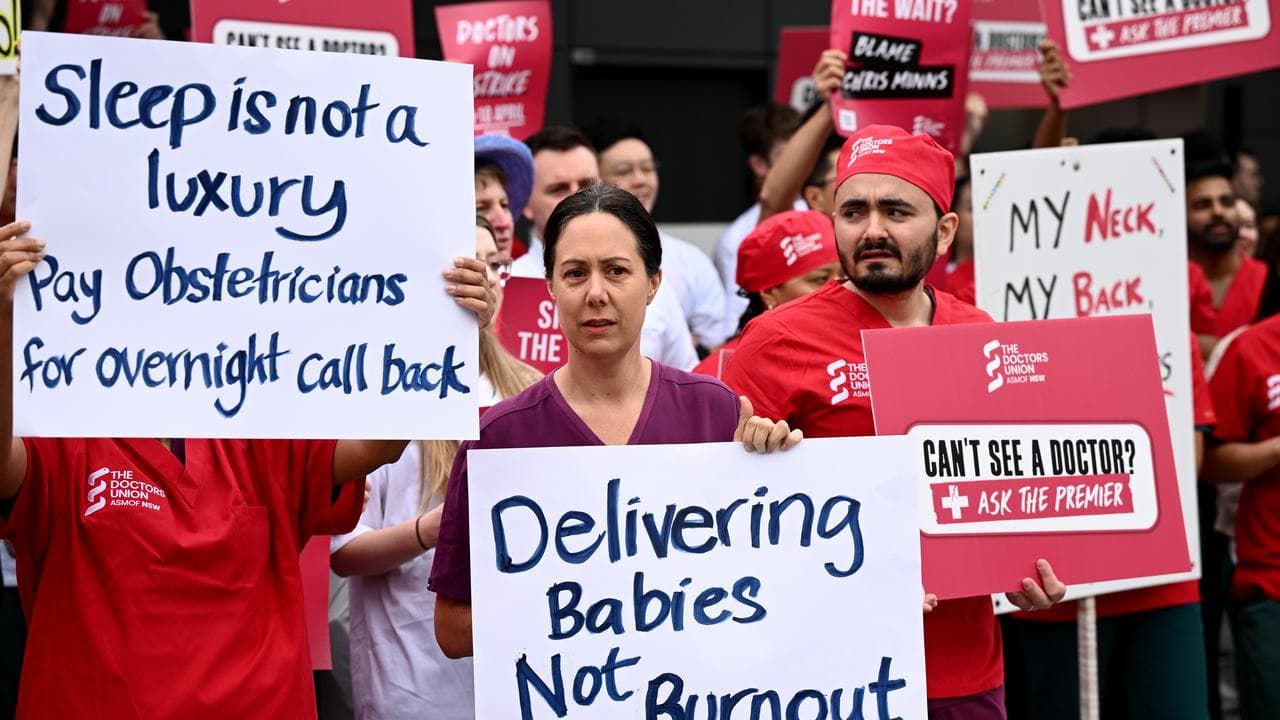 NSW Doctors and medical practitioners rally during a strike 