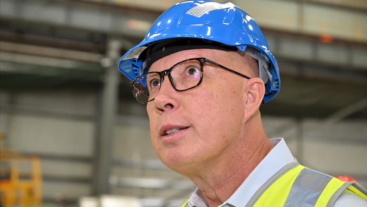 Opposition Leader Peter Dutton at BlueScope steel in Erskine Park