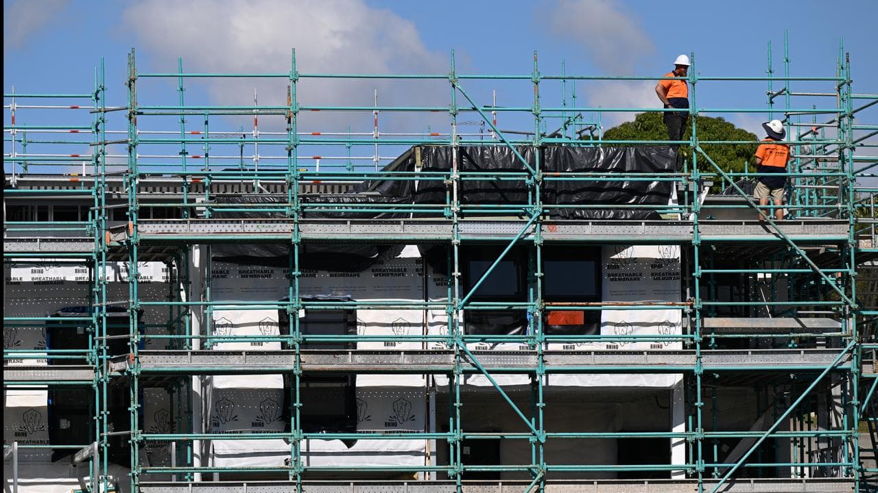 Construction workers at a new housing development
