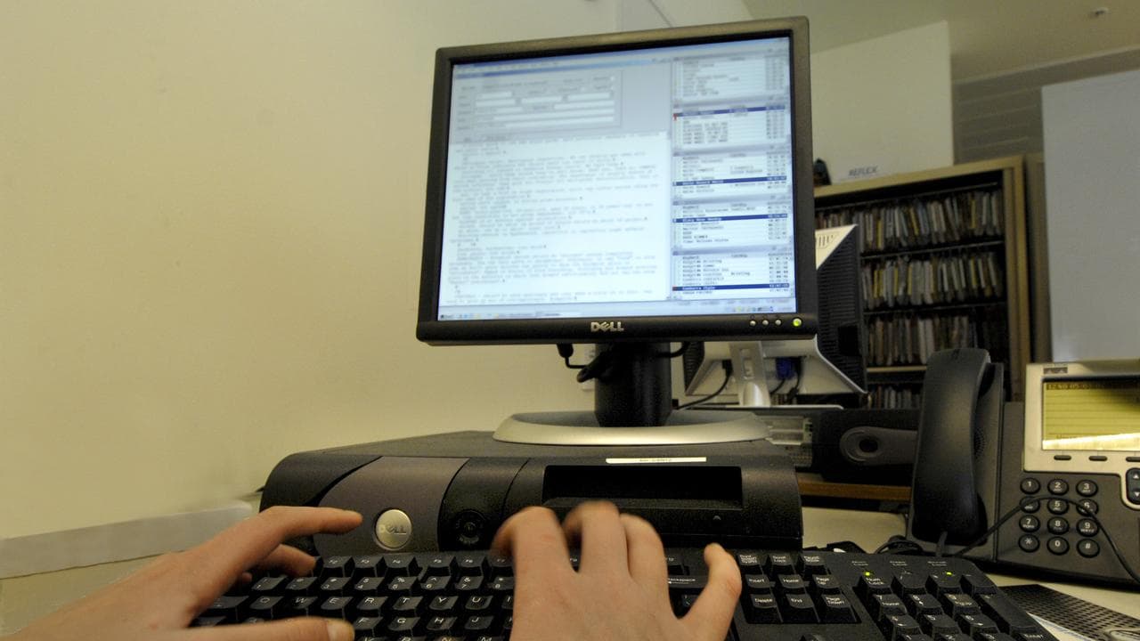 Office worker using computer