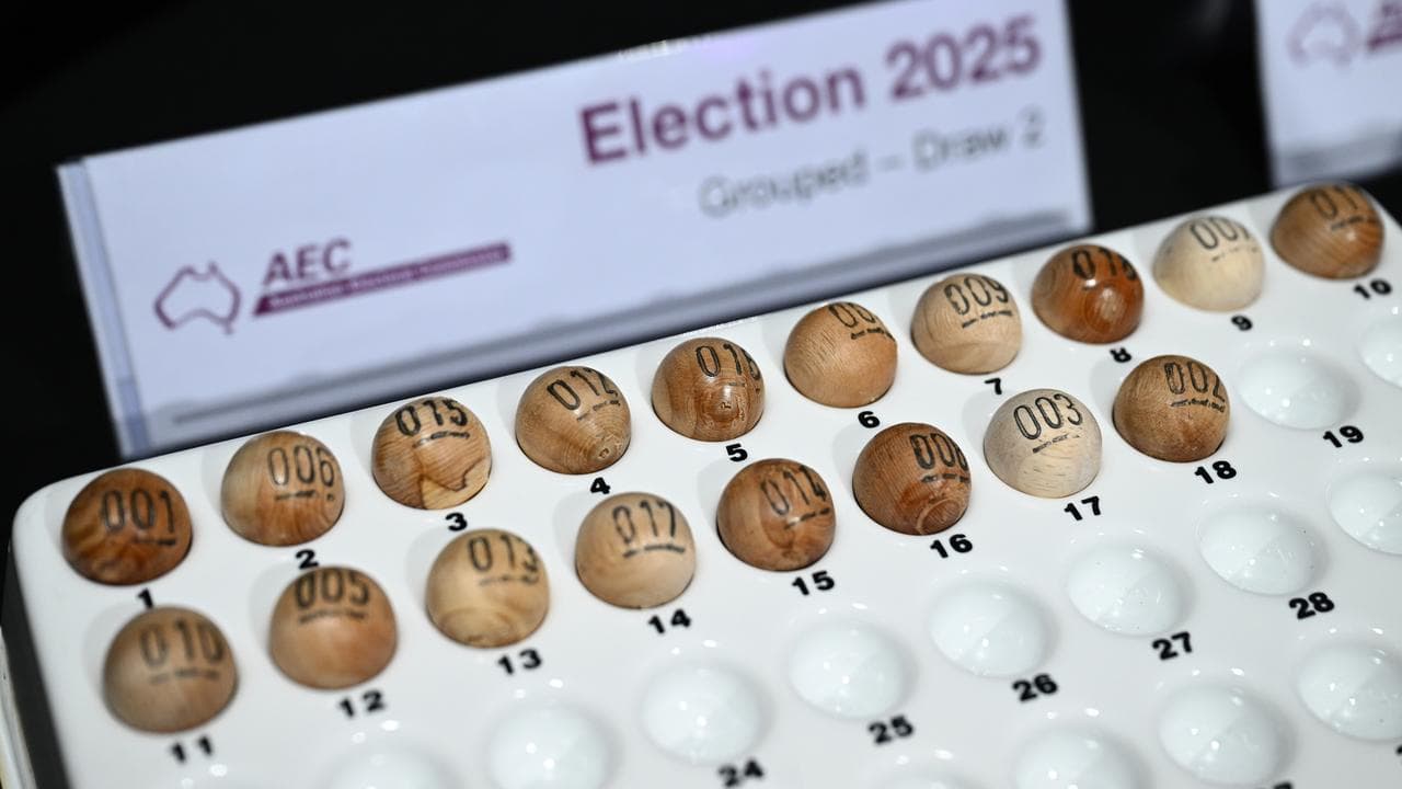 A view of the numbered balls used by the AEC