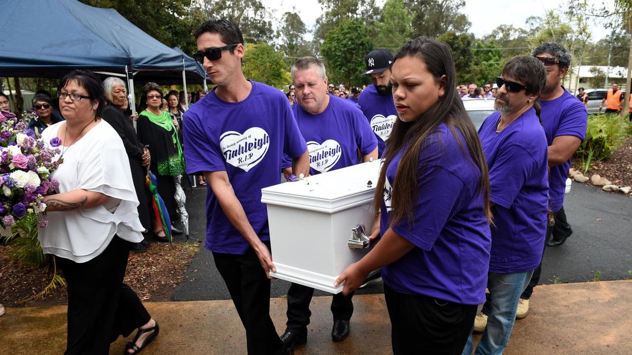 The coffin of murdered school girl Tiahleigh Palmer