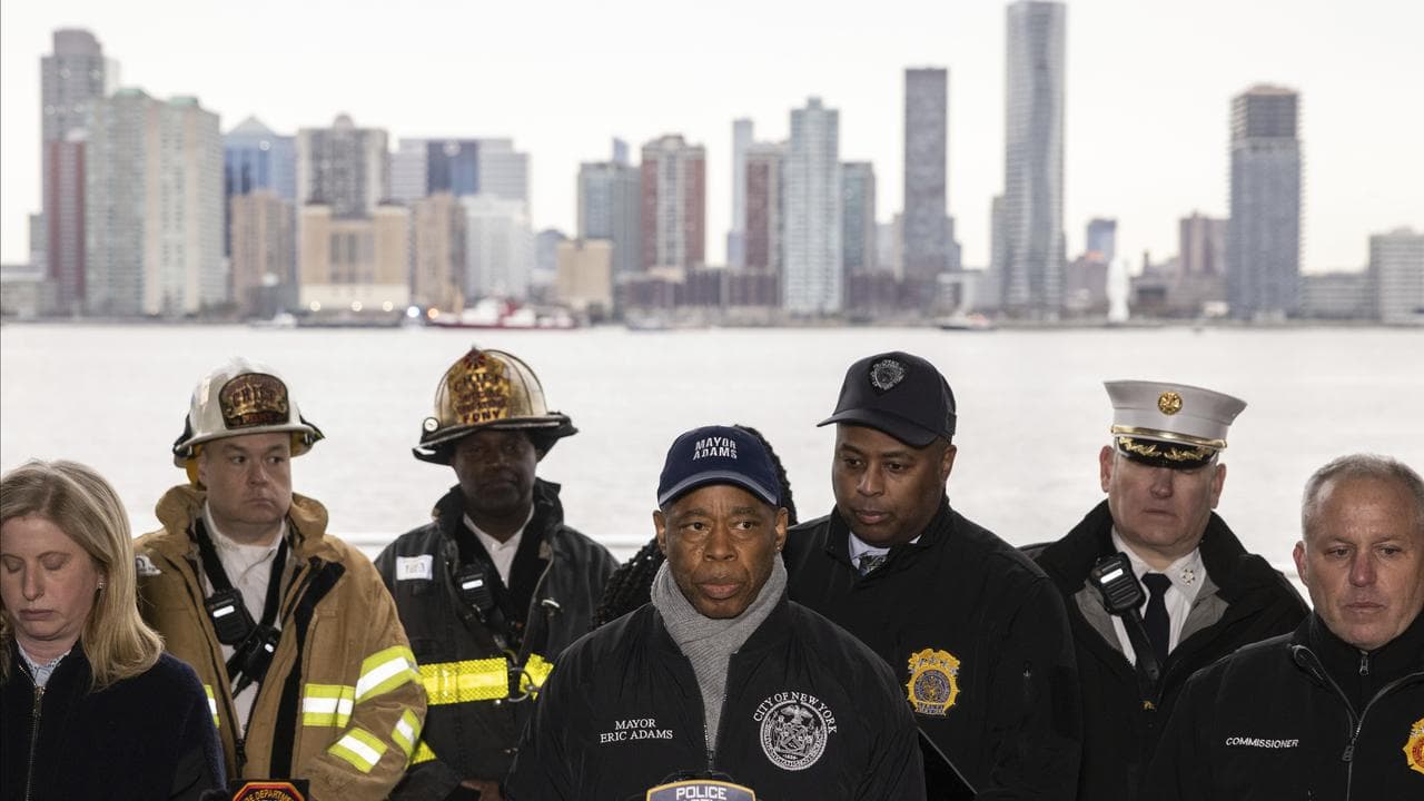 New York City Mayor Eric Adams at Pier 40, NYC