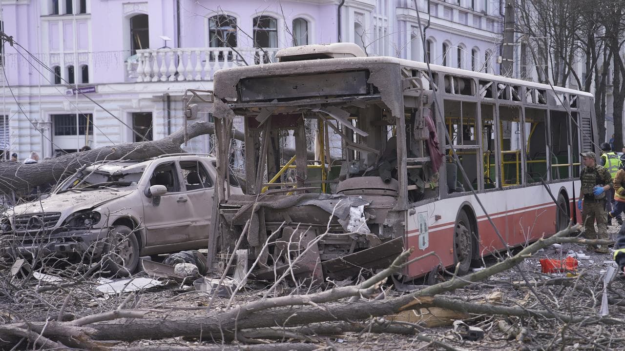 aftermath of a Russian missile attack