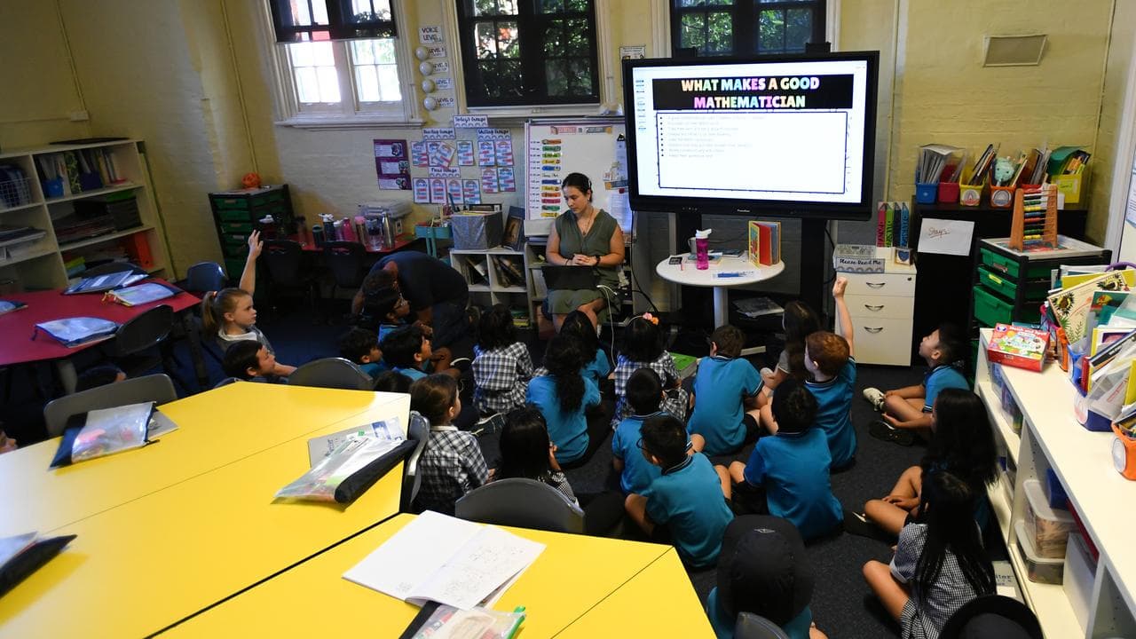 Students in a class at Carlton Gardens Primary school in Melbourne