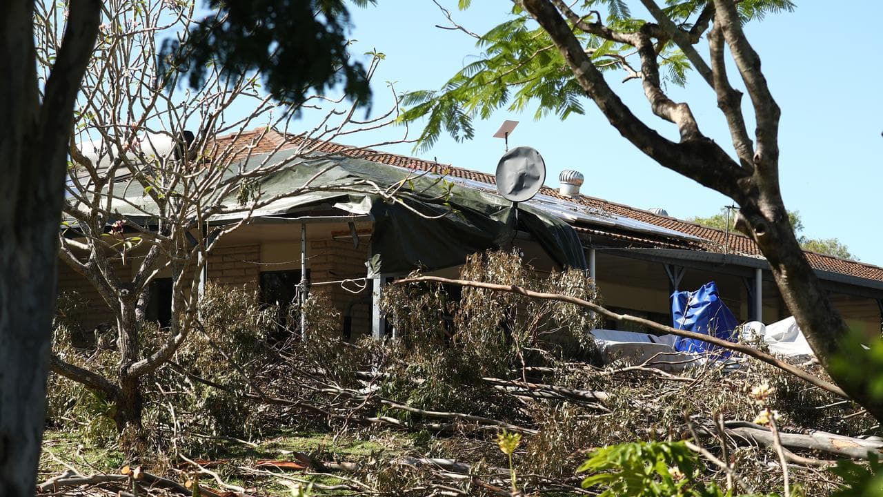 Storm damage is seen in Oxenford on the Gold Coast