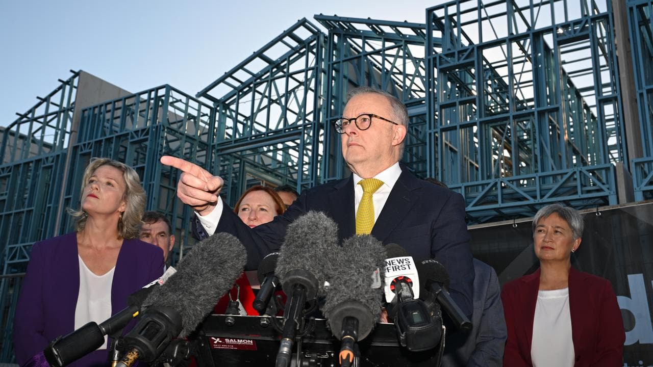 Prime Minister Anthony Albanese and ministers at a press conference