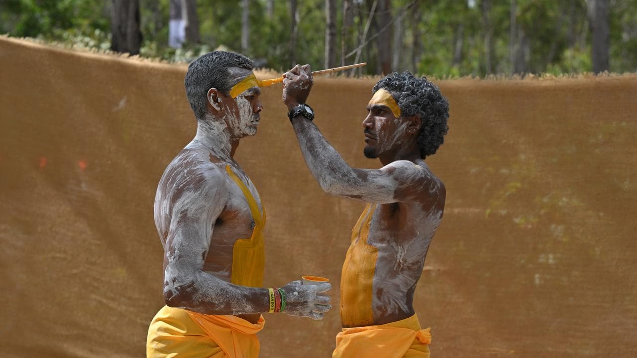 Indigenous dancers prepare for a ceremony (file image)