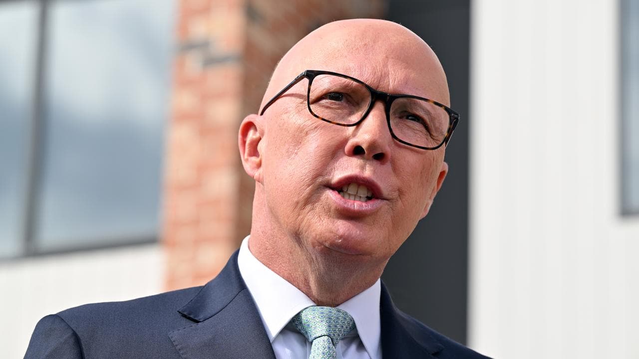 Opposition Leader Peter Dutton at a press conference