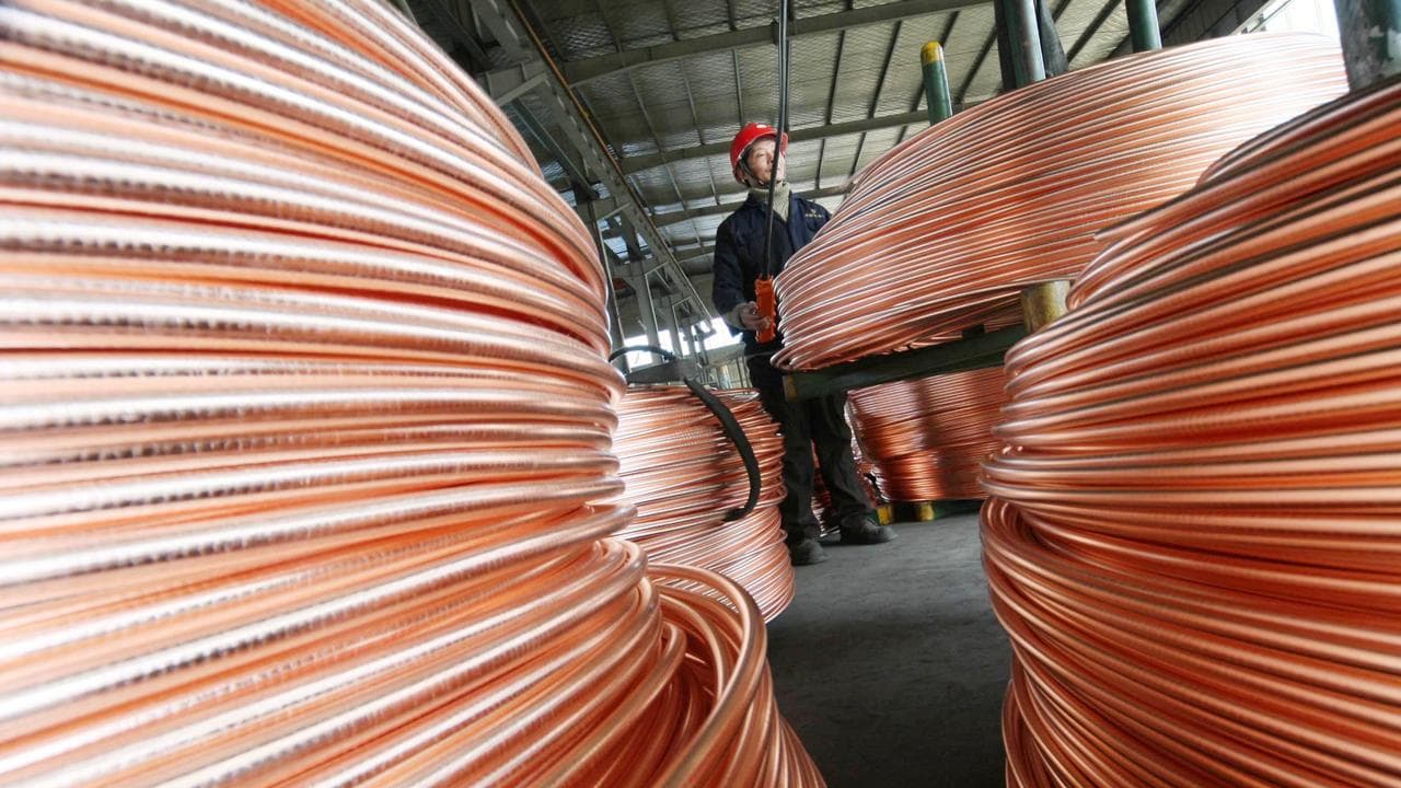 Coils of copper in a factory