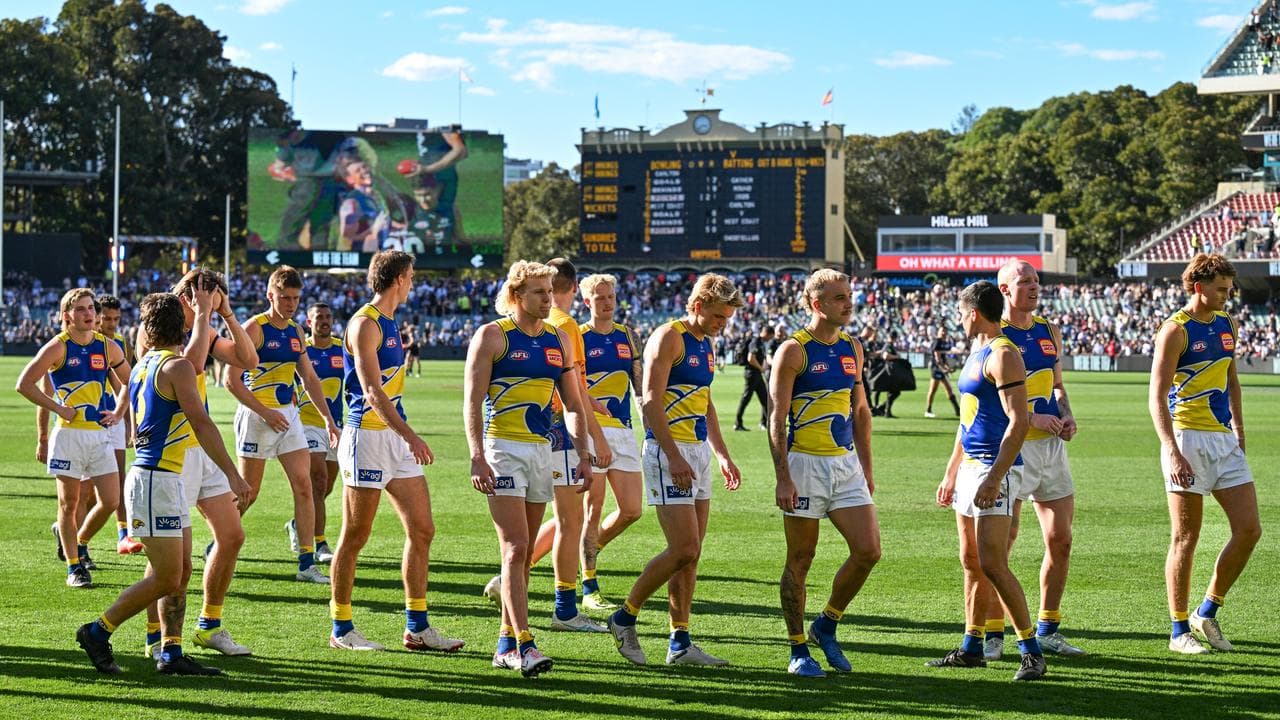 West Coast players leave the ground