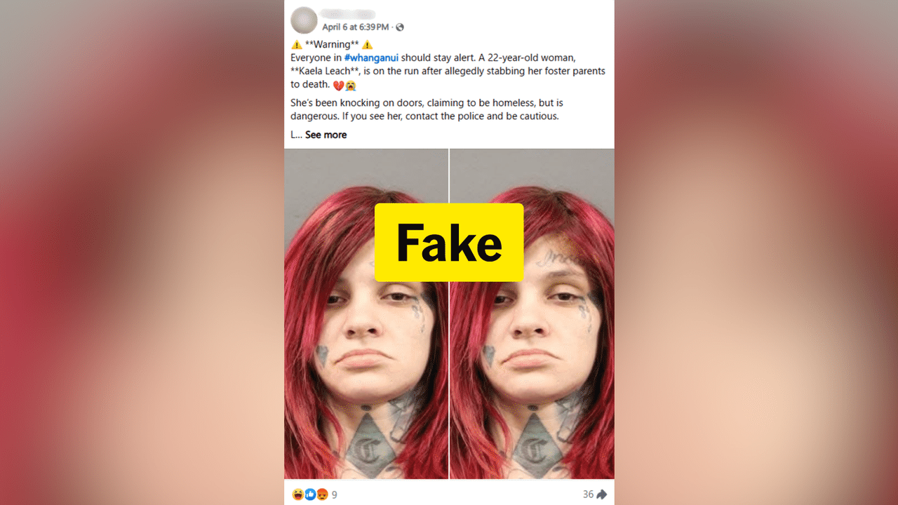 Facebook cam about a woman on the run in NZ