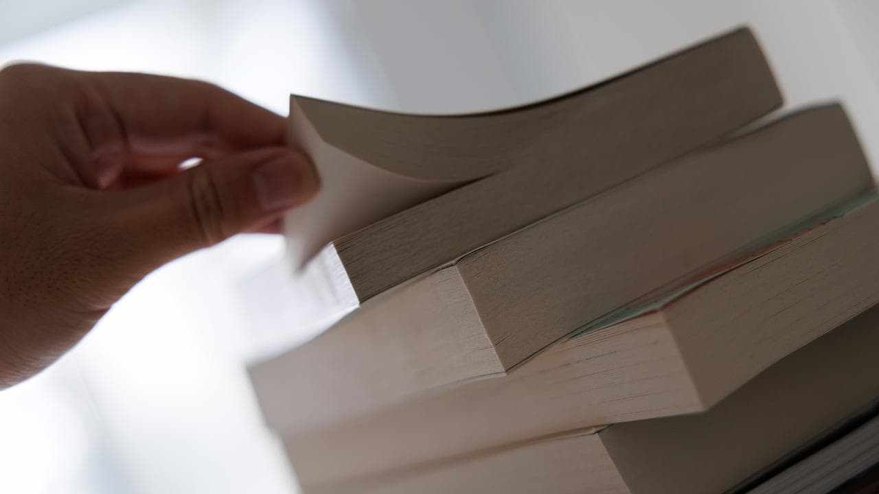 Novels and picture books on a table