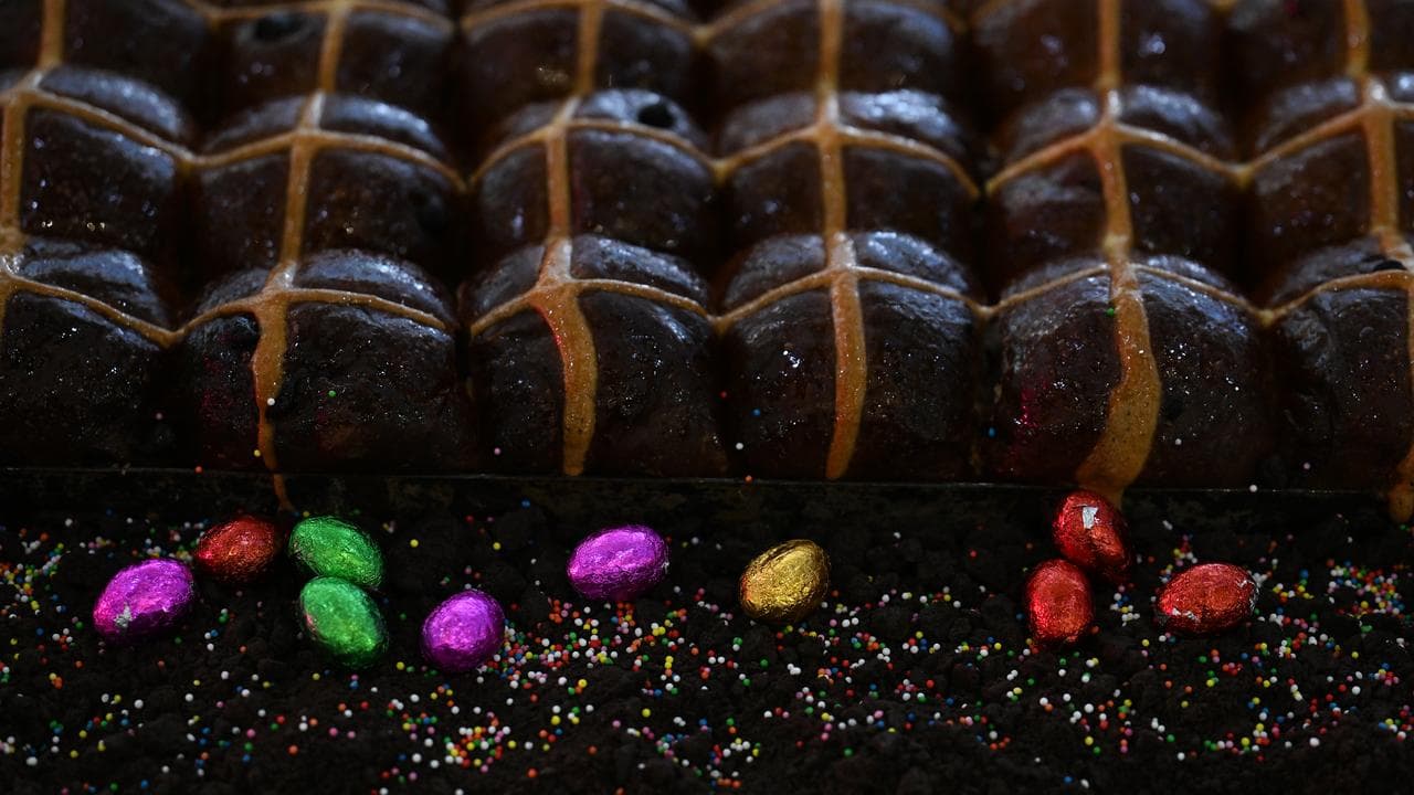 Easter eggs and hot cross buns