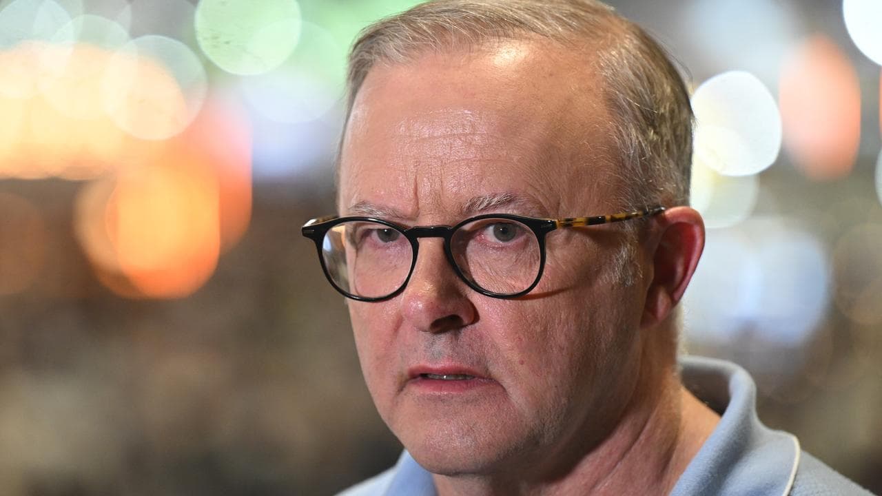 Australian Prime Minister Anthony Albanese speaks to the media