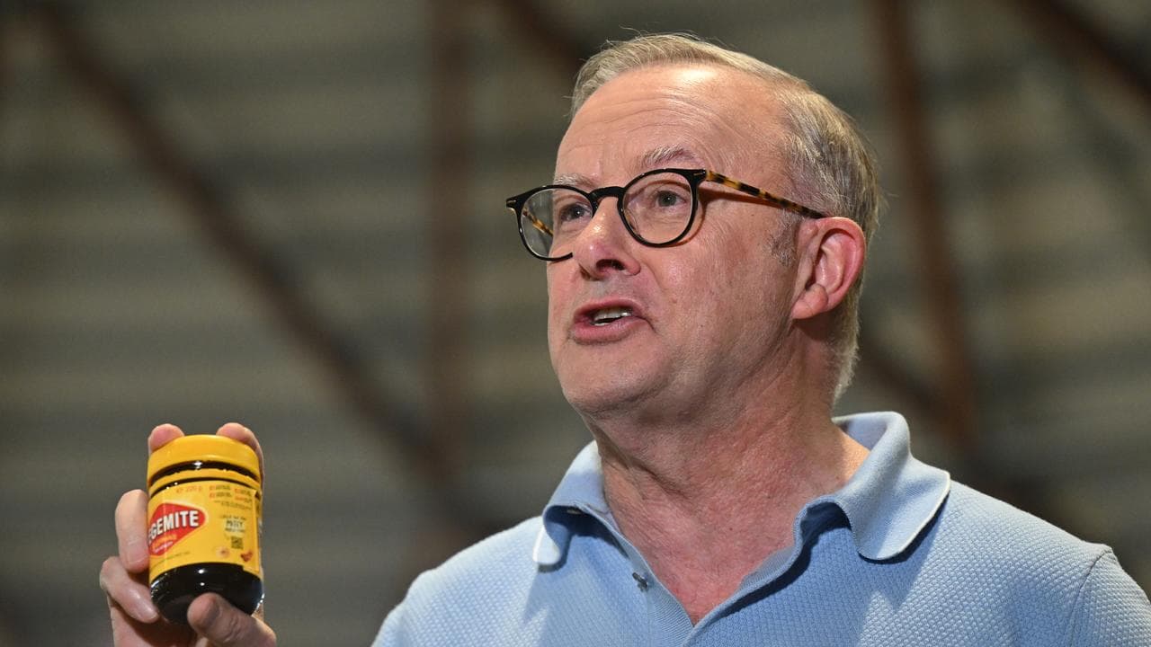 Anthony Albanese with Vegemite at the Royal Easter Show