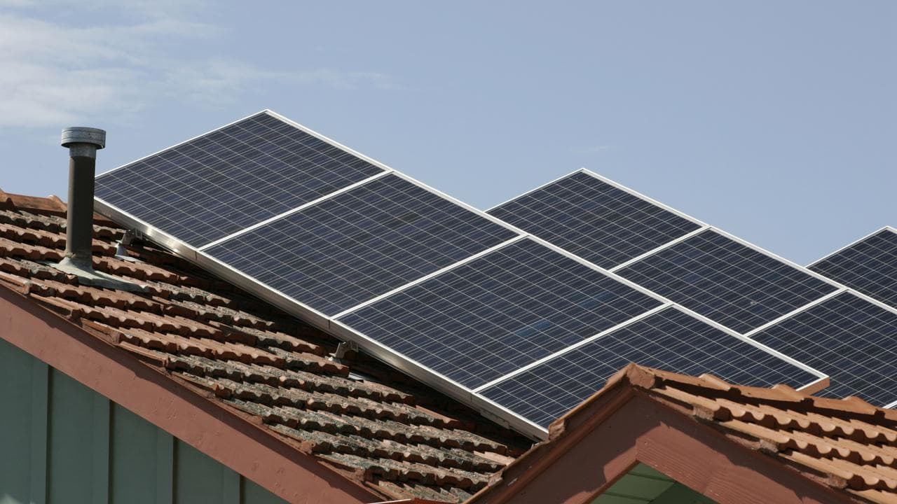 Solar panels on a house.