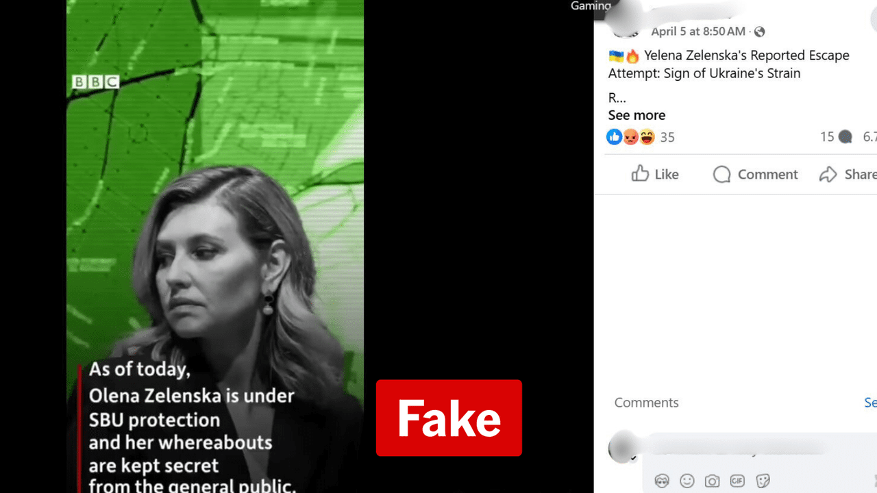 Screenshot of a fake BBC news report attributed to Operation Overload.