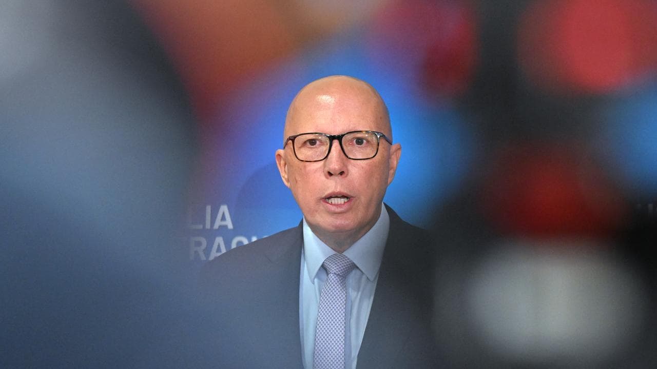 Opposition Leader Peter Dutton at a press conference