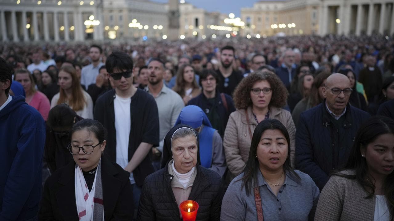 Prayers for the late Pope Francis in St Peter's Square at the Vatican