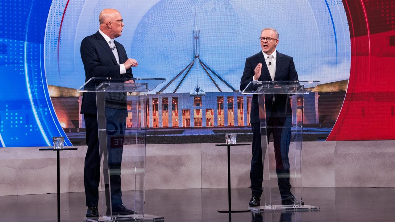 Peter Dutton and Anthony Albanese at the third election debate