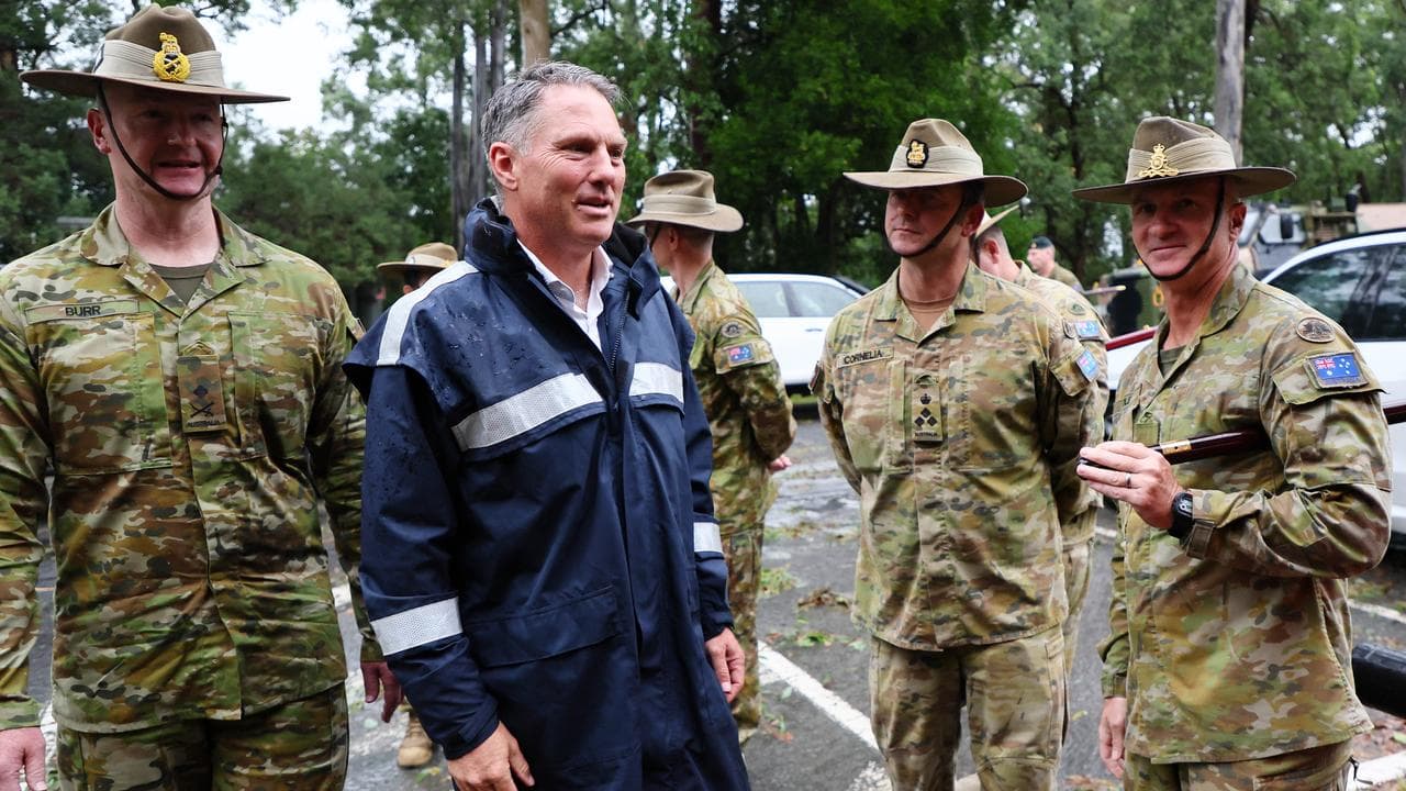 A file photo of Richard Marles with defence personnel