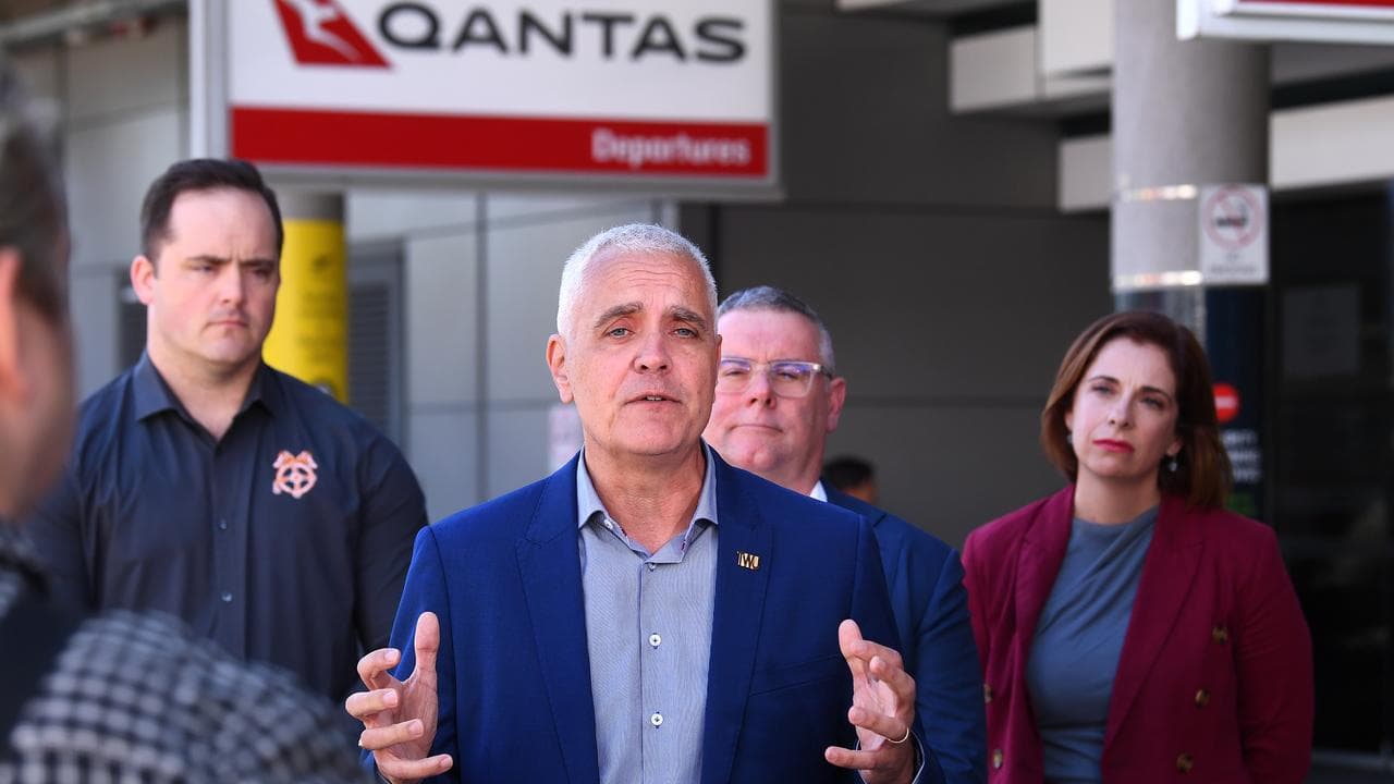 TWU national secretary Michael Kaine speaks to the media