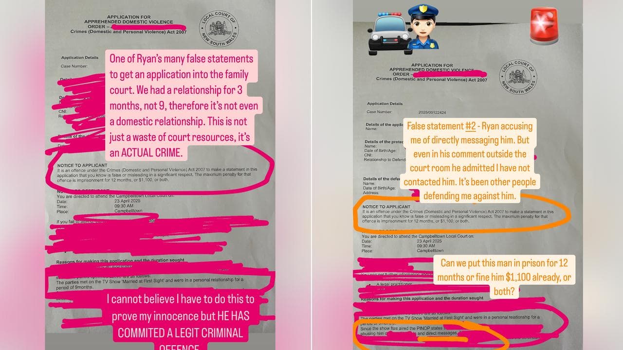 Instagram screenshots with Jacqui Burfoot's comments and markings