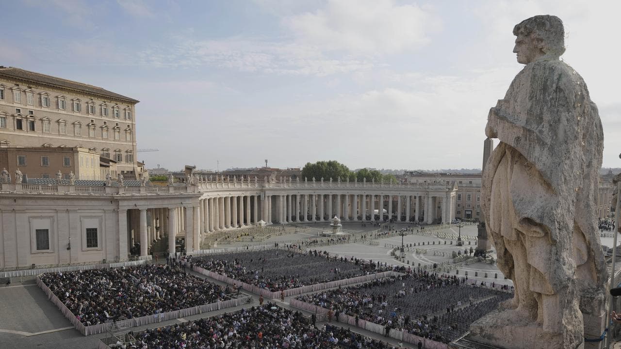 St Peter's Square as people await the arrival Pope Francis's body