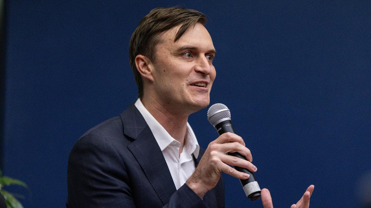 Alex Dyson, independent candidate for Wannon,speaks at debate