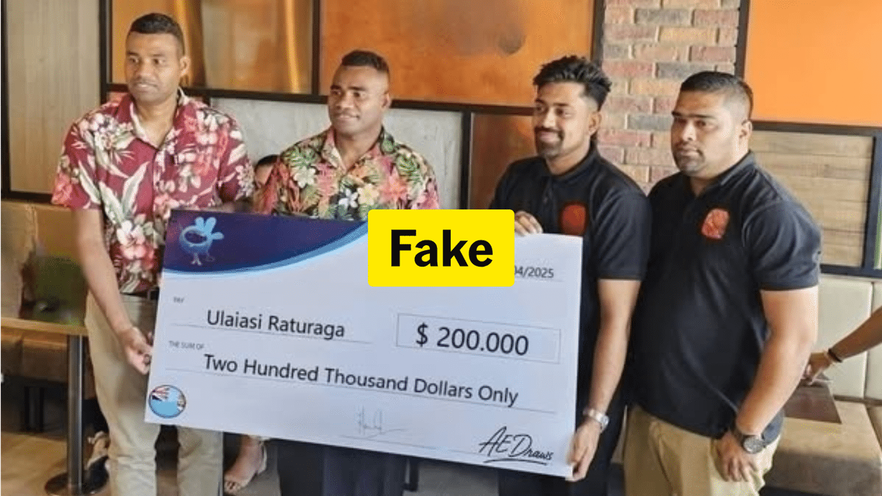 Fake image used in Fiji lottery scam on Facebook.