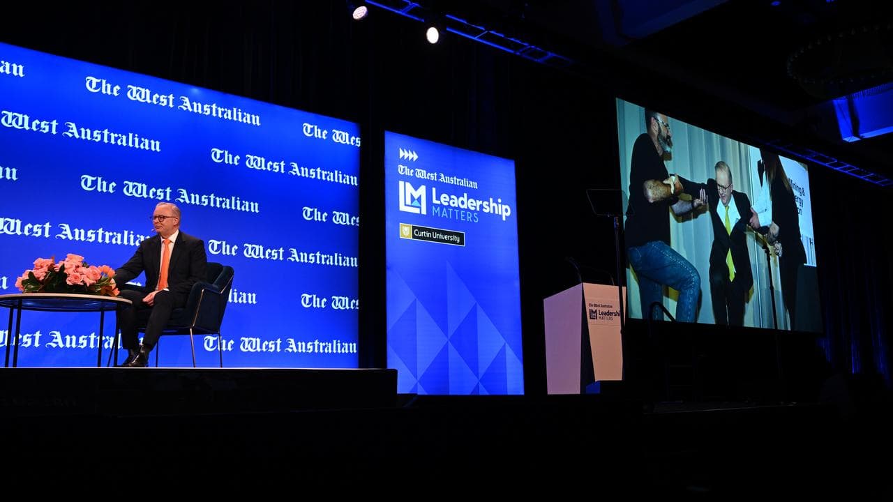 Anthony Albanese at a leadership event