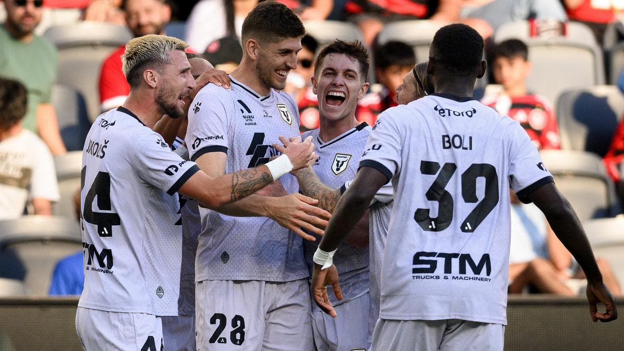 Macarthur FC players celebrate a goal (file image)