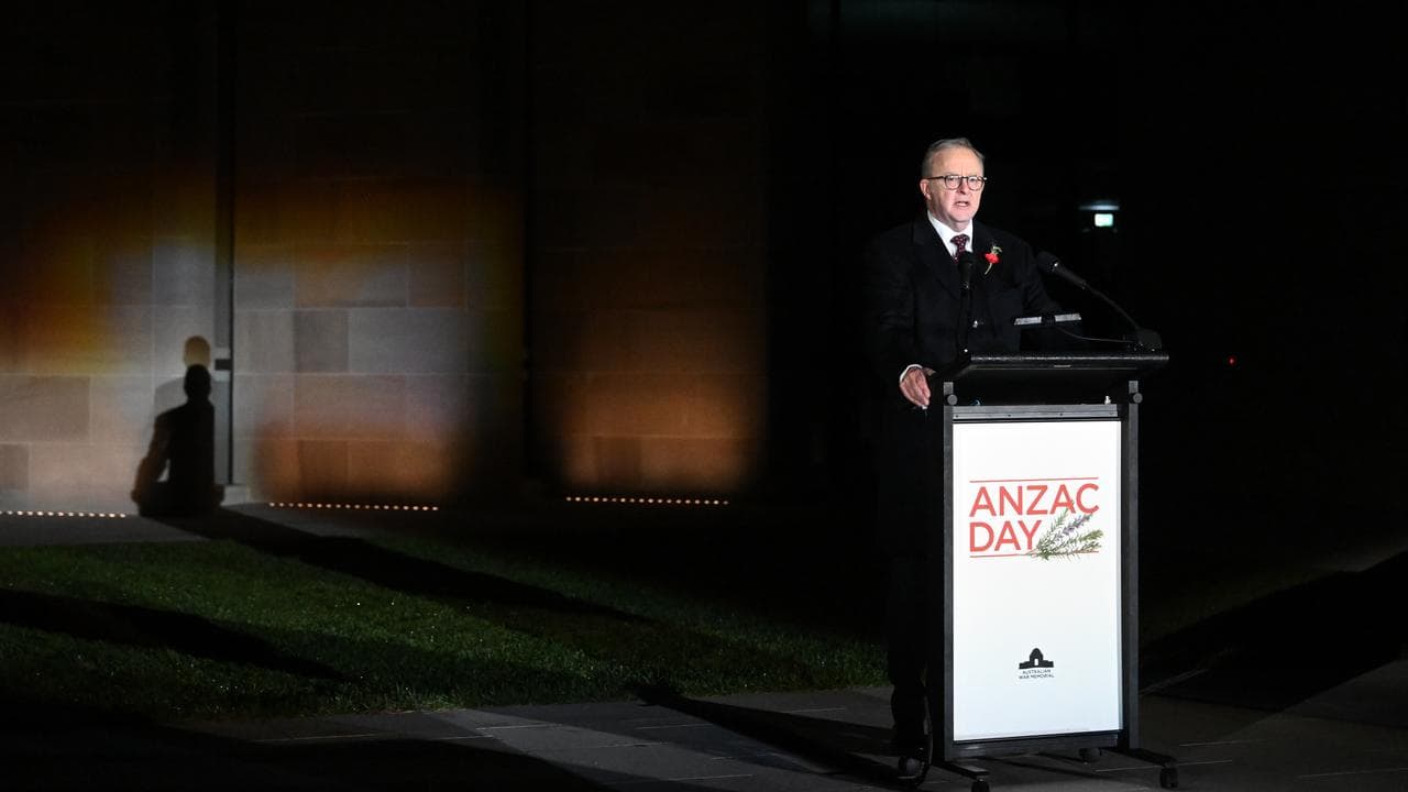 Prime Minister Anthony Albanese at Canberra's ANZAC Day dawn service