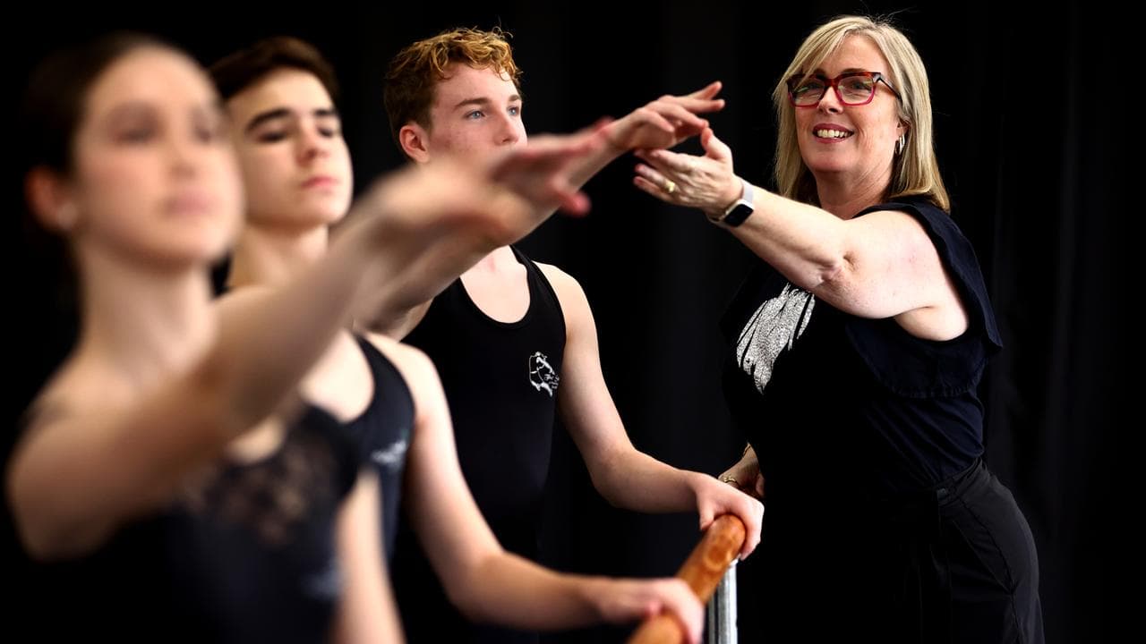 Instructor Danielle Lennon during a dance class