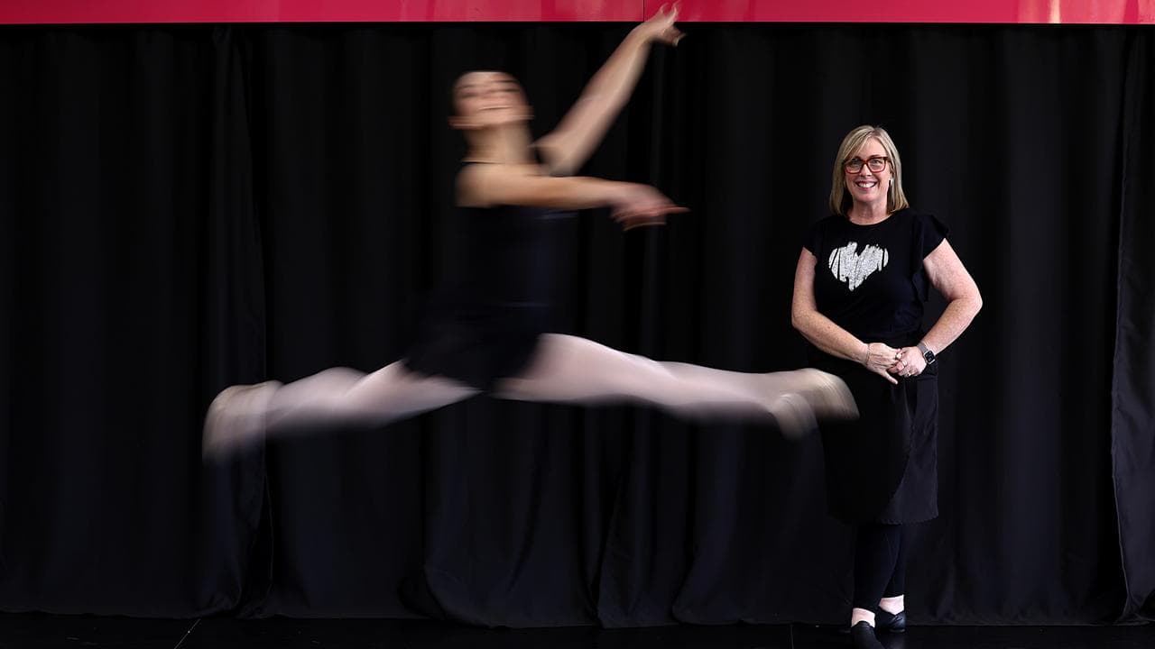 Instructor Danielle Lennon during a dance class