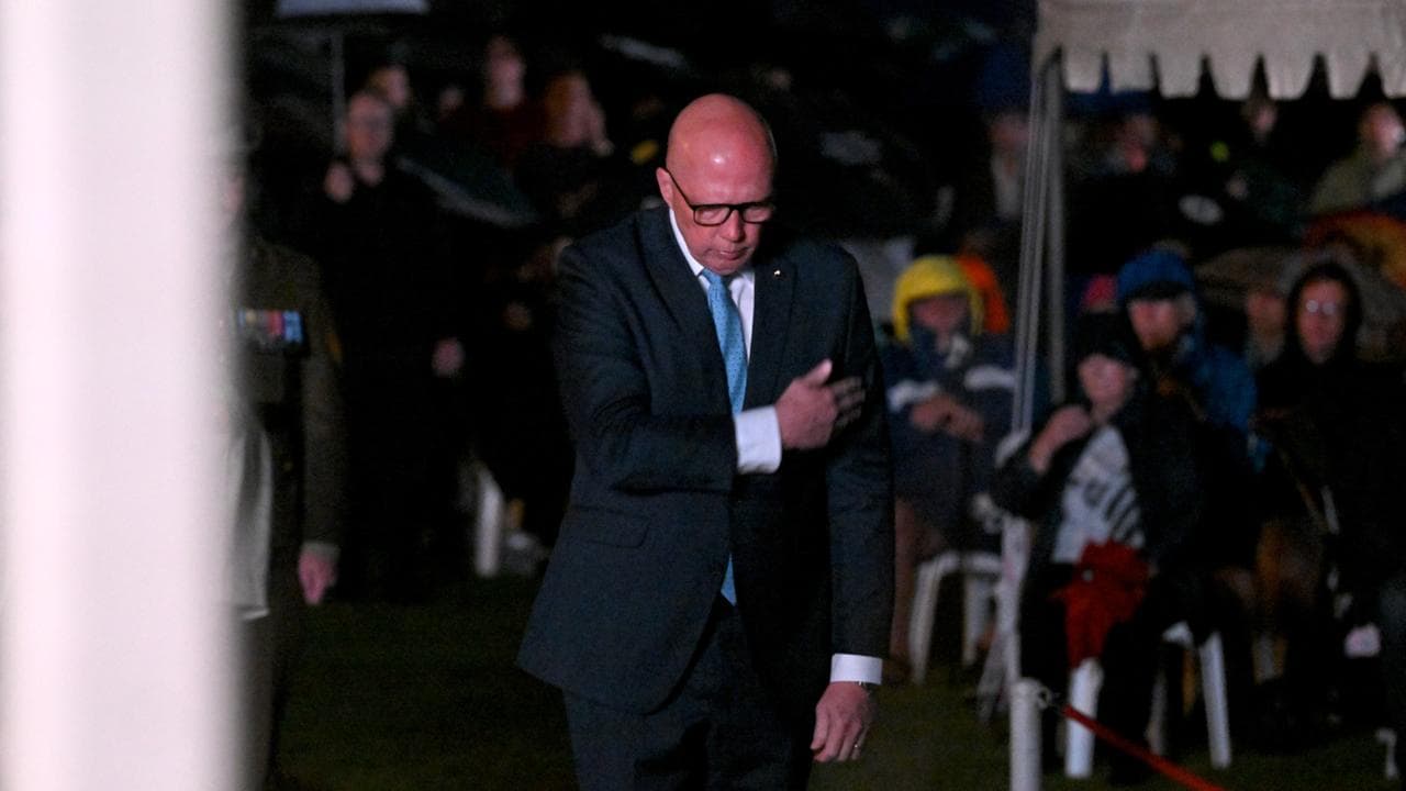 Opposition leader Peter Dutton at an ANZAC Day dawn service